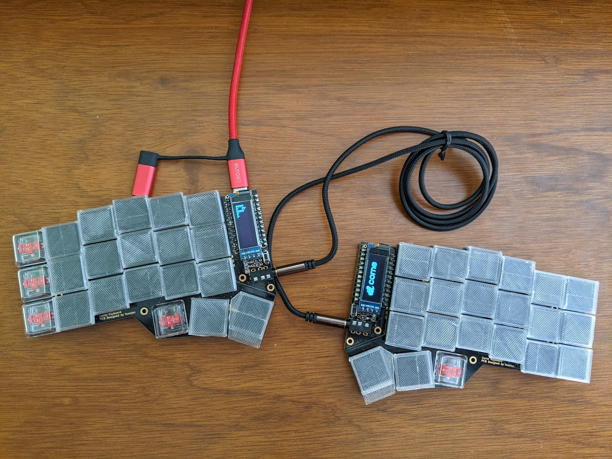 Corne keyboard configured for steno