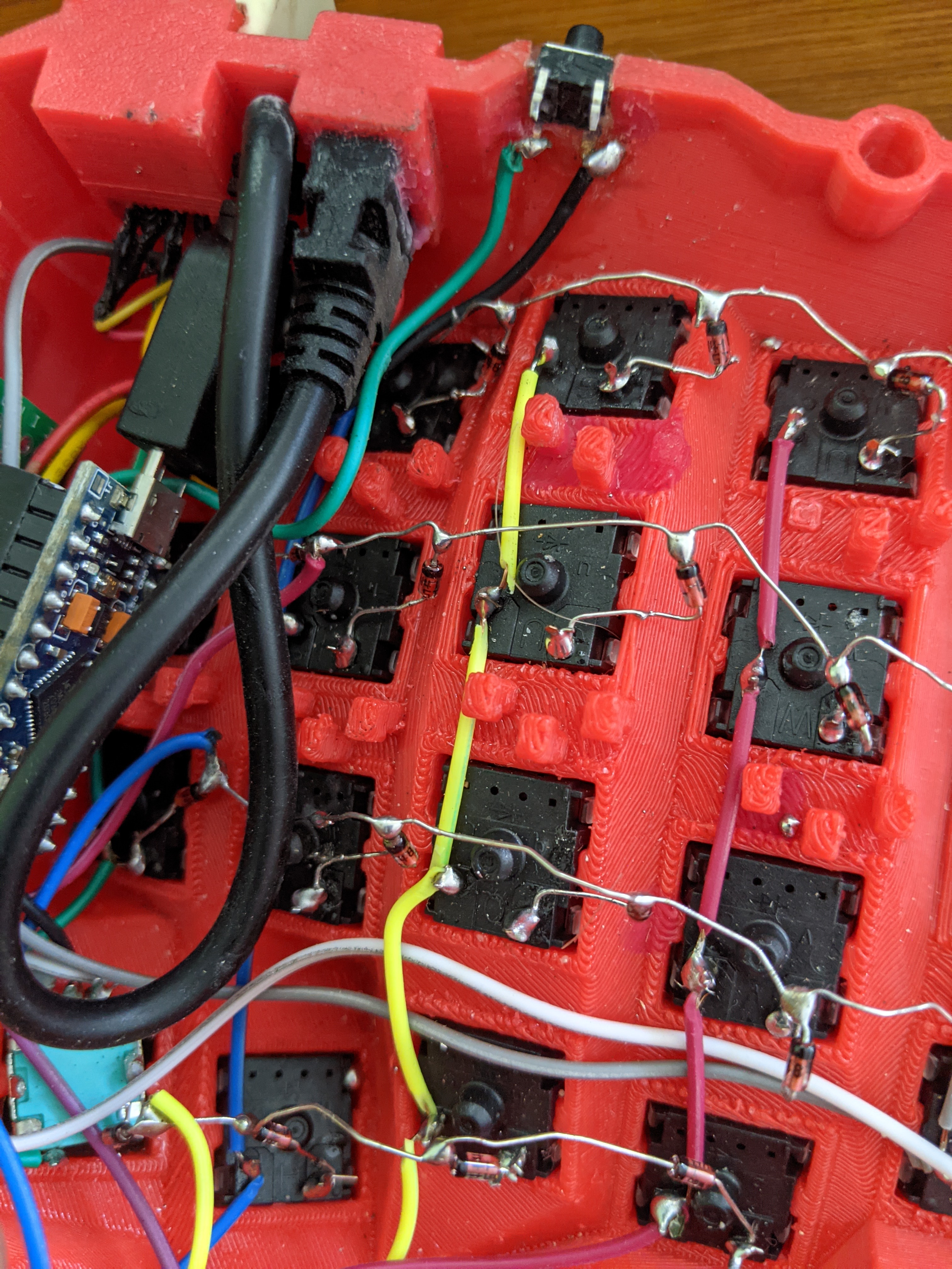 Detail of wiring connections on Dactyl Manuform