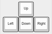 A) Standard arrangement of arrow keys in two rows. For moving up and down, your middle finger needs to move to anyther key.